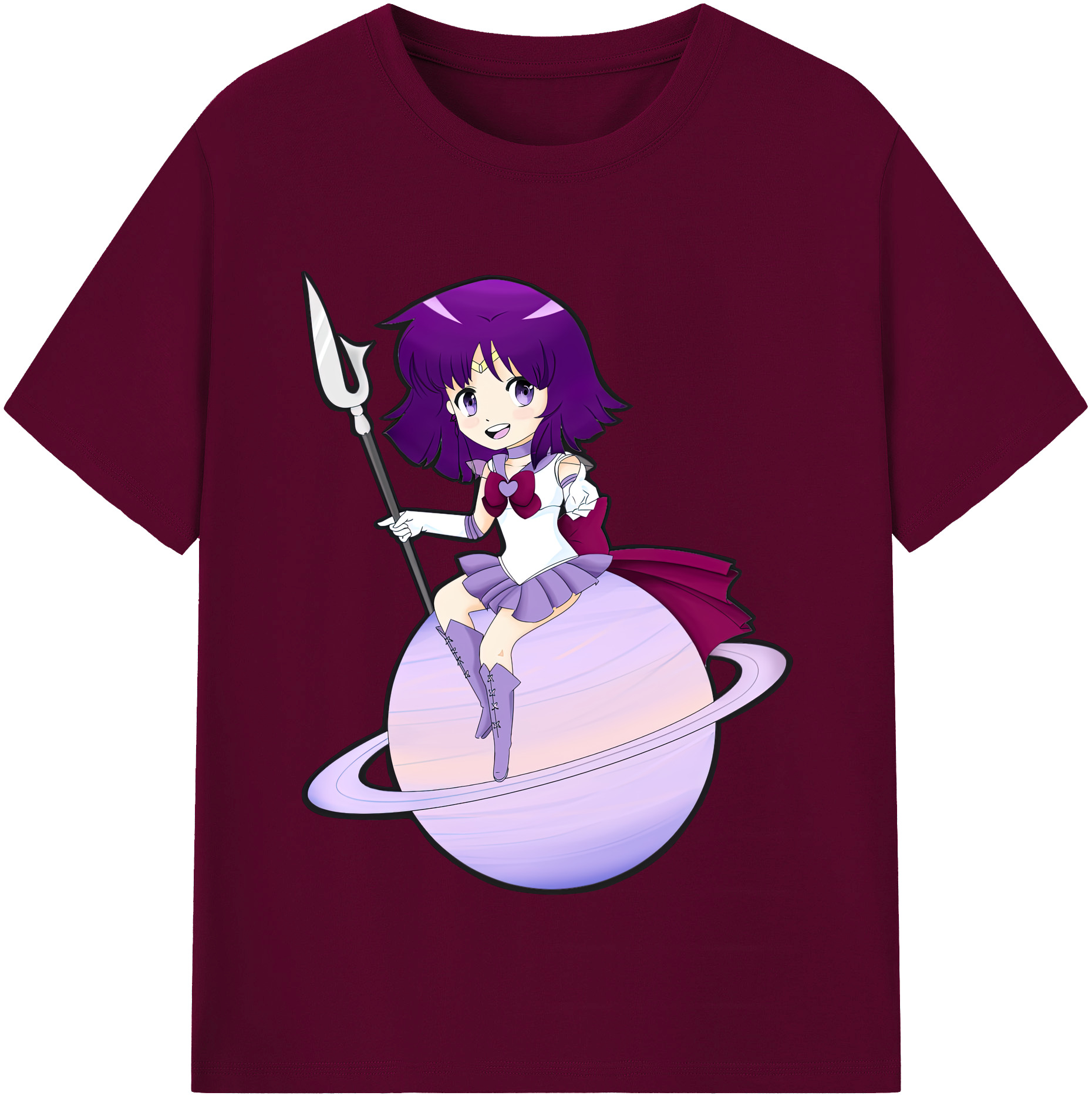 （画像用） 美少女戦士セーラームーン 土萠ほたる Sailor Moon Tomoe Hotaru （セーラーサターン；Sailor Saturn） レディースカジュアルプリントTシャツ（綿100％）